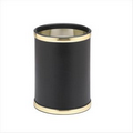 Sophisticates 8 Qt. Round Wastebasket w/Polished Brass Trim